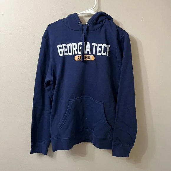 Fanatics Mens Blue Hooded Sweatshirt Medium Georgia Tech Alumni Kangaroo Pocket - Picture 4 of 9